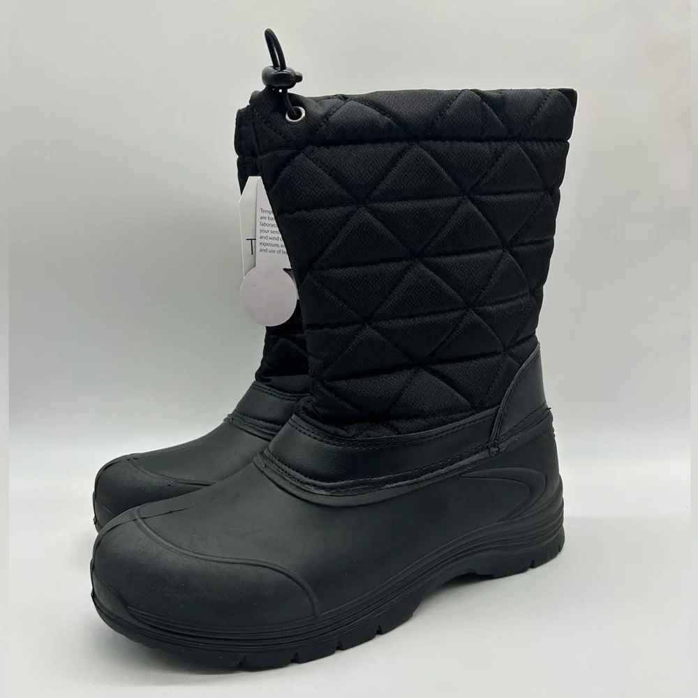 Time and Tru Women’s Black Winter Snow Boots Temperature Rated -5°F Sz 10 | NWT